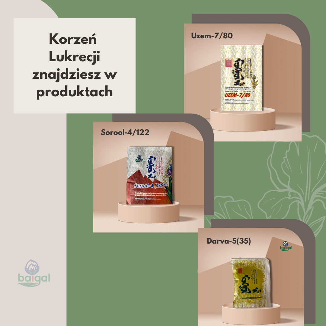 Mongolskie suplementy zawierające korzeń lukrecji
